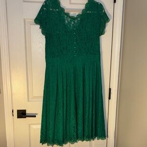 Retro Green Lace Fit-and-Flare Dress XL